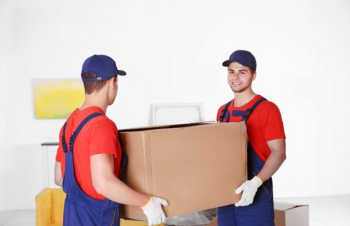 Boxes and household items ready for transport in London