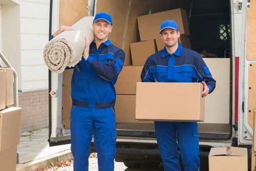 Packed boxes and furniture ready for a removals job in London