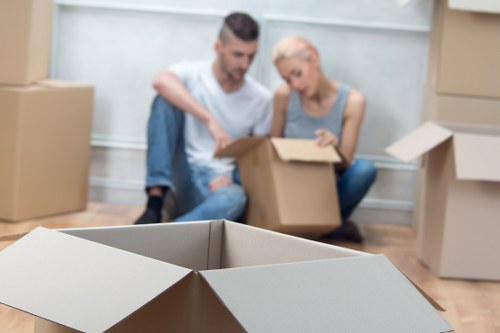 Moving day essentials and boxed belongings prepared for London house removals