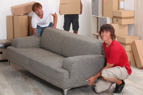 Local removals van service navigating a London neighbourhood