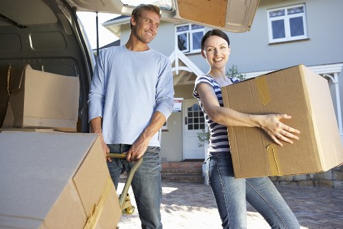Moving van outside a London terrace house