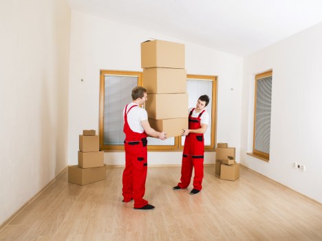 Packed household boxes ready for a house move in London